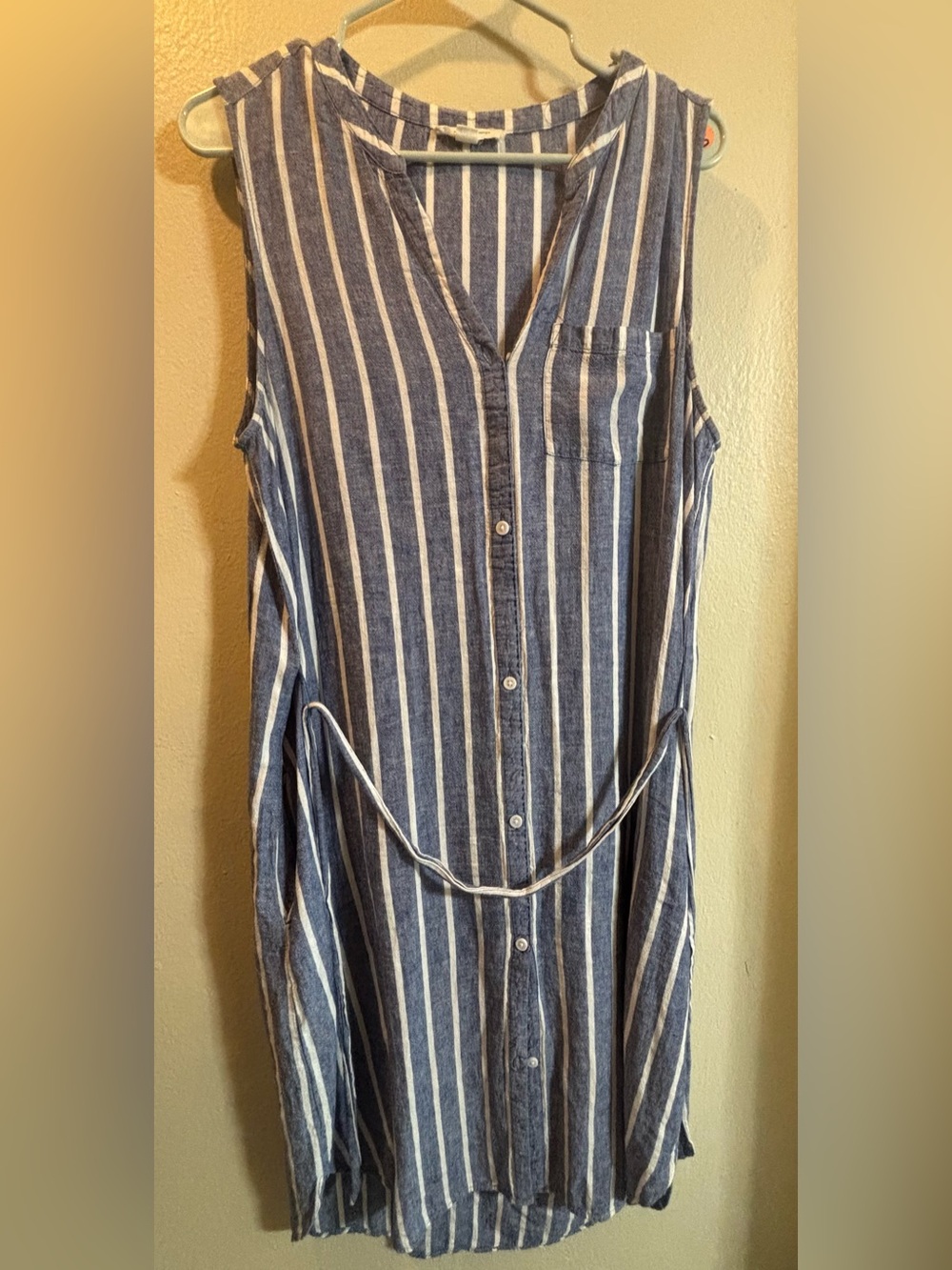 BeachLunchLounge Sleeveless Blue and White Striped Women's Dress